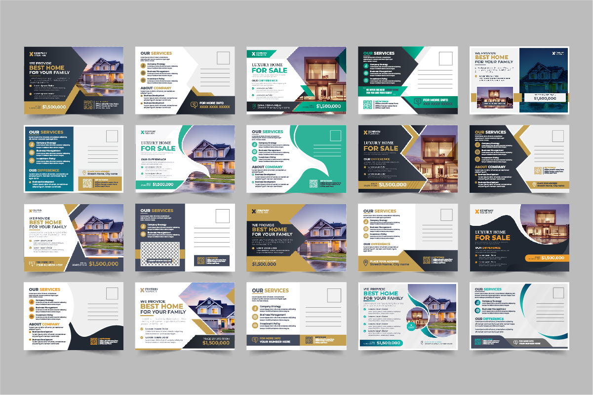 Modern Real Estate Postcard Template, Real Estate or home sale eddm Postcard Design Template Bundle