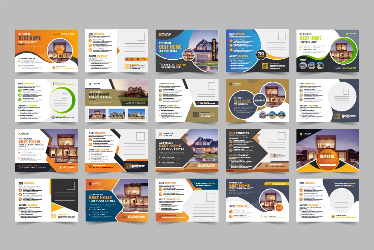 Creative Real Estate Postcard Template, Real Estate or home sale eddm Postcard Layout Set