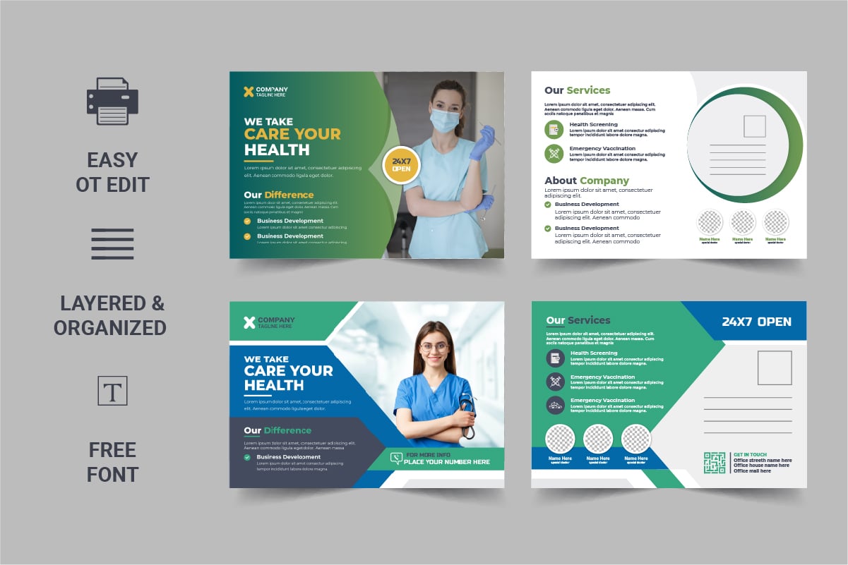 Creative medical postcard or healthcare eddm postcard design