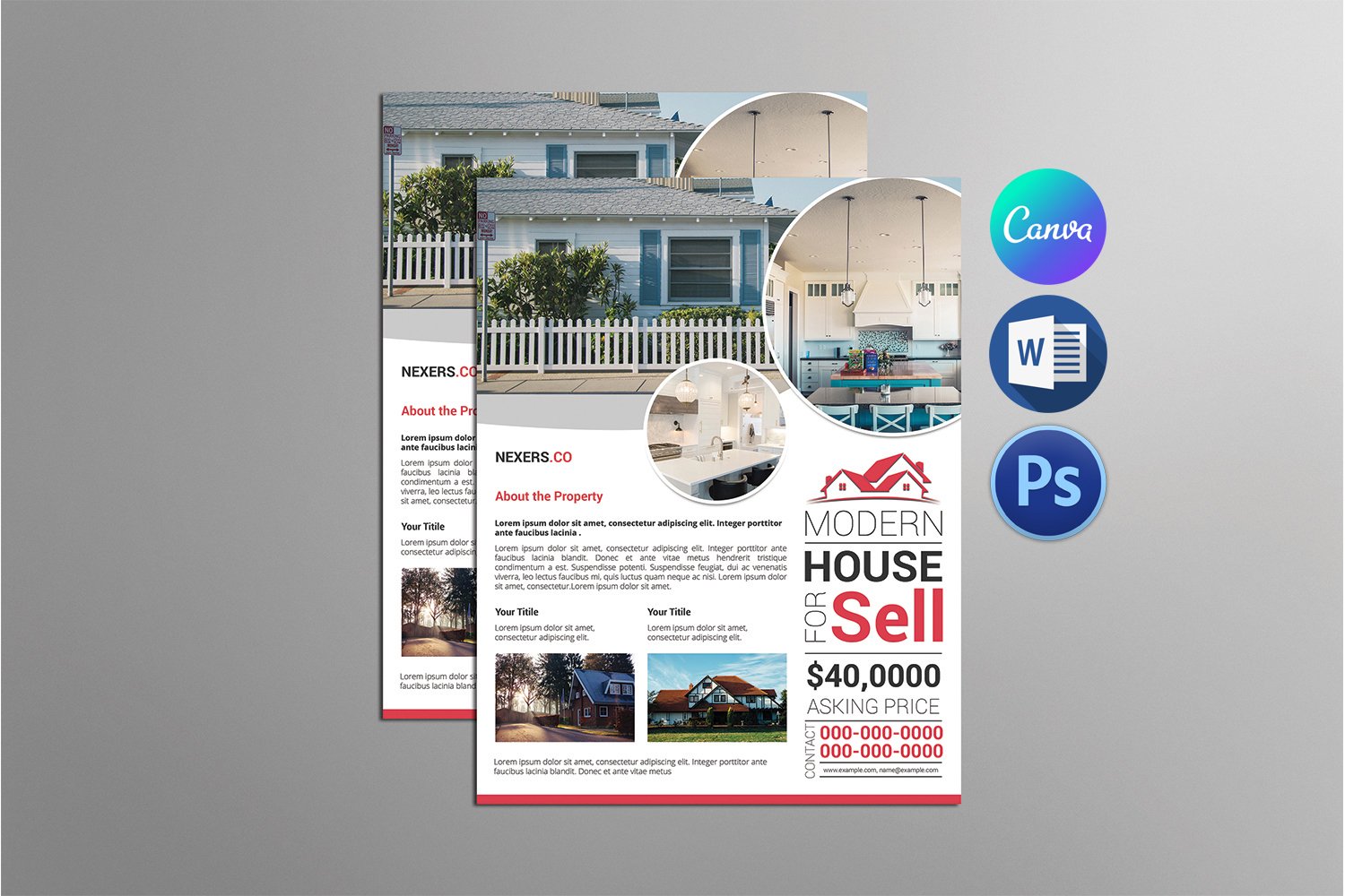 Real Estate Flyer Template. Canva, Word and Psd