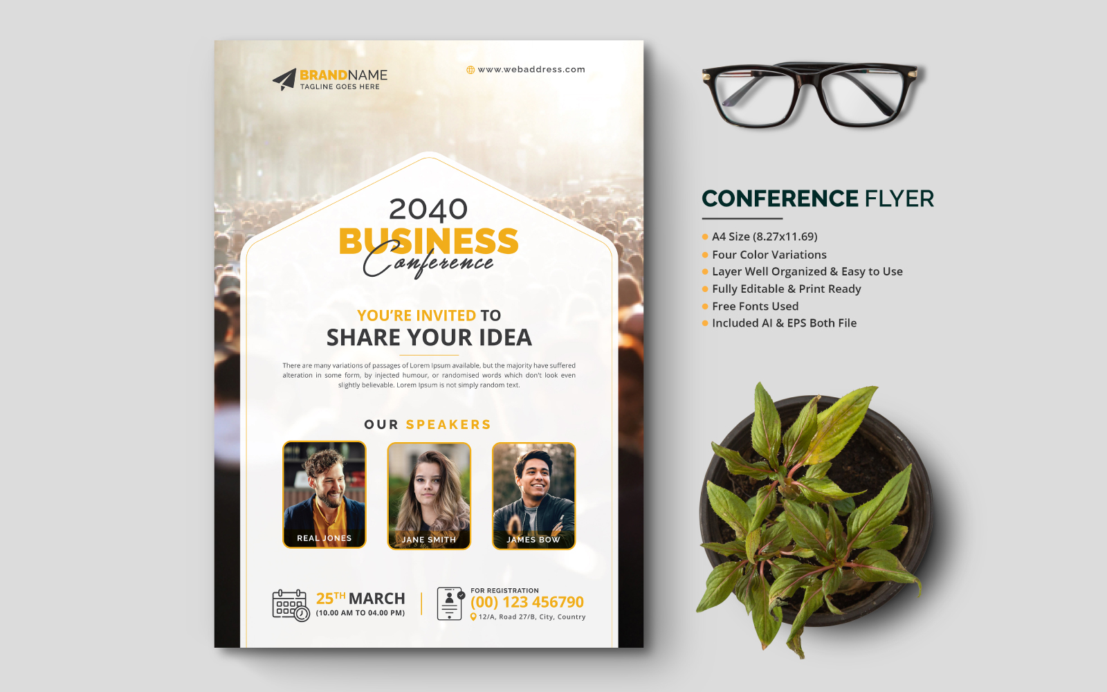 Conference Flyer, Leaflet, Pamphlet for Annual General Meeting, Seminar, Lecture, Workshop V4