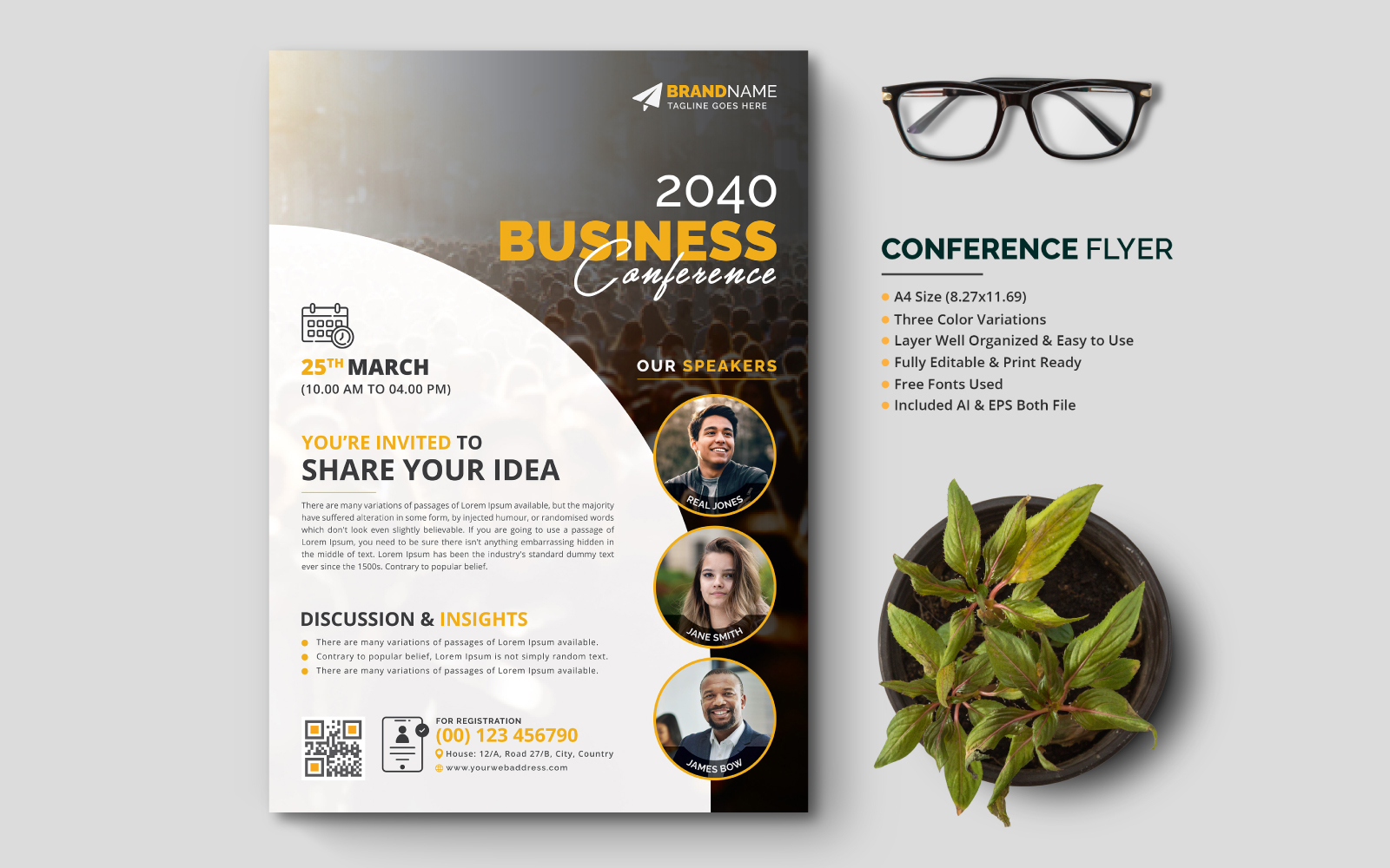 Conference Flyer, Leaflet, Pamphlet for Annual General Meeting, Seminar, Lecture, Workshop V7