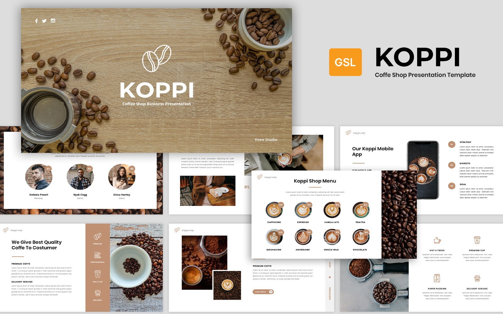 Koppi - Coffee Shop Presentation Google Slides Template