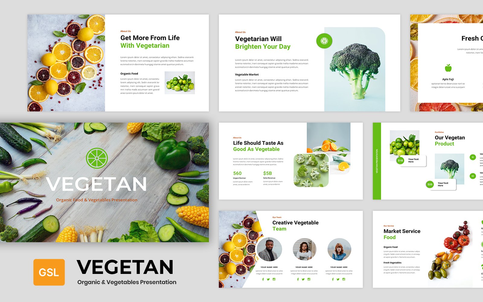 Vegetan - Organic Food Vegetable Presentation Google Slides Template