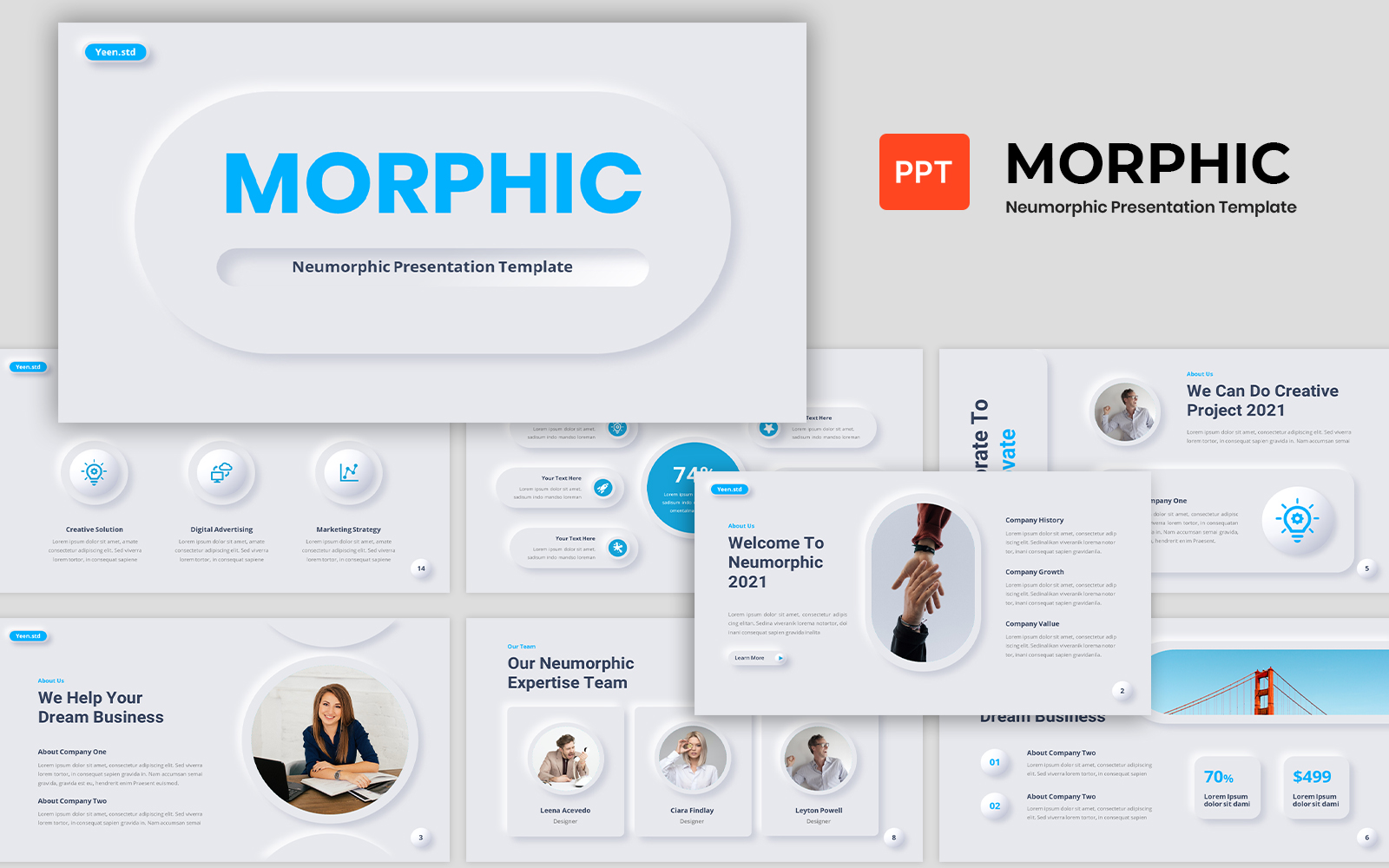 Neumorphic Business Presentation PowerPoint Template