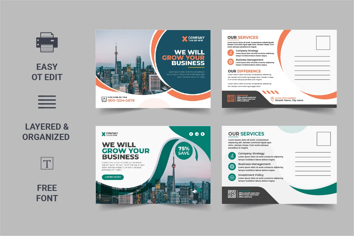 Corporate Postcard Template Design