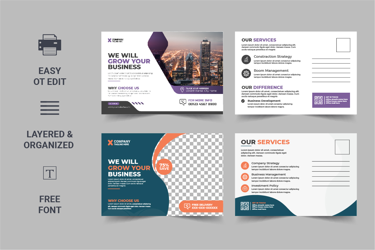 Corporate Postcard Template Design Template Design