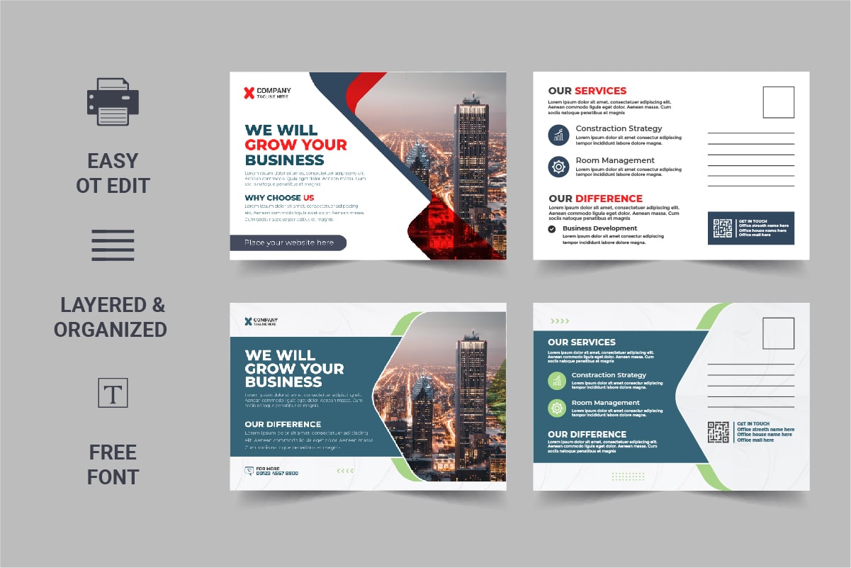 Corporate Postcard Template Design Design Template