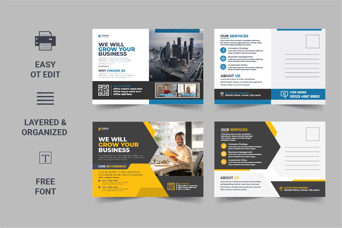 Corporate Postcard Template Design or modern eddm postcard Design Template