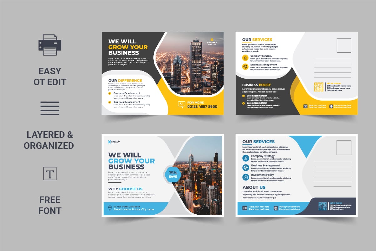 Corporate Postcard Template Design Template Layout