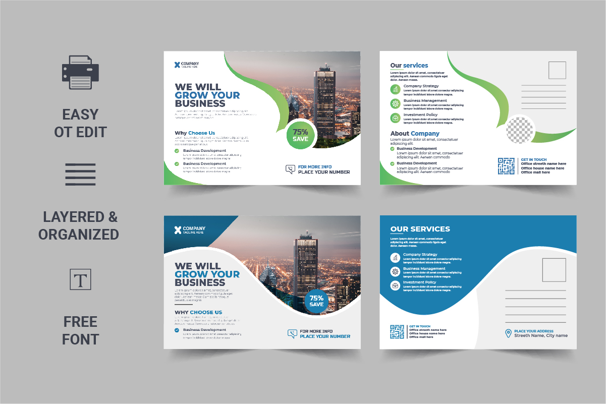 Corporate Postcard Template Design Template Design Layout