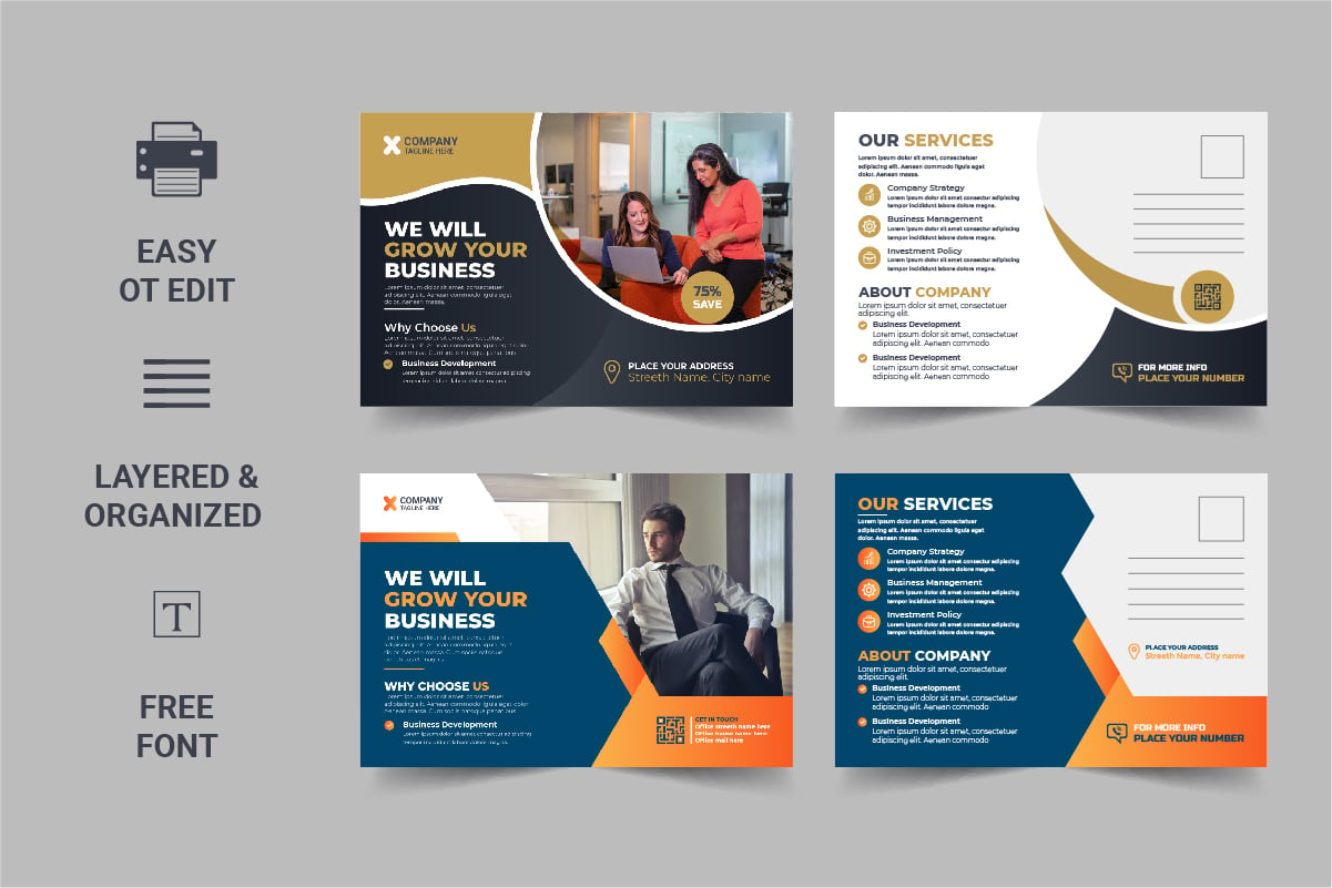 Corporate Postcard Template Design Design Template Layout