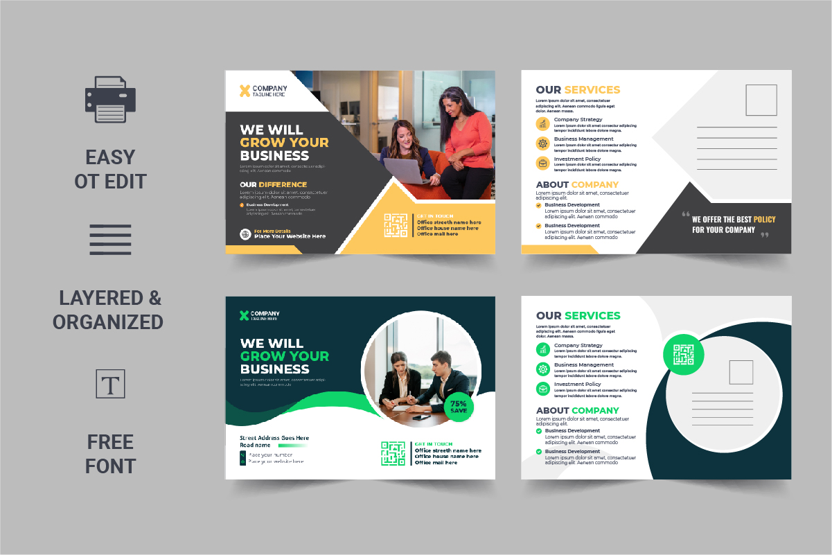 Corporate Postcard Template Design or modern eddm postcard Design Template Layout