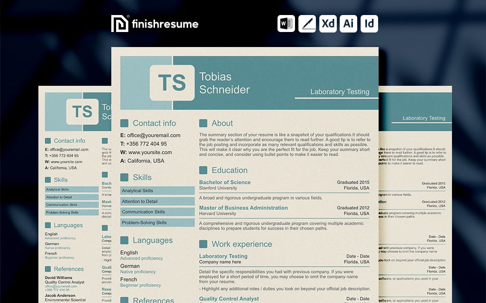 Laboratory Testing resume template | Finish Resume