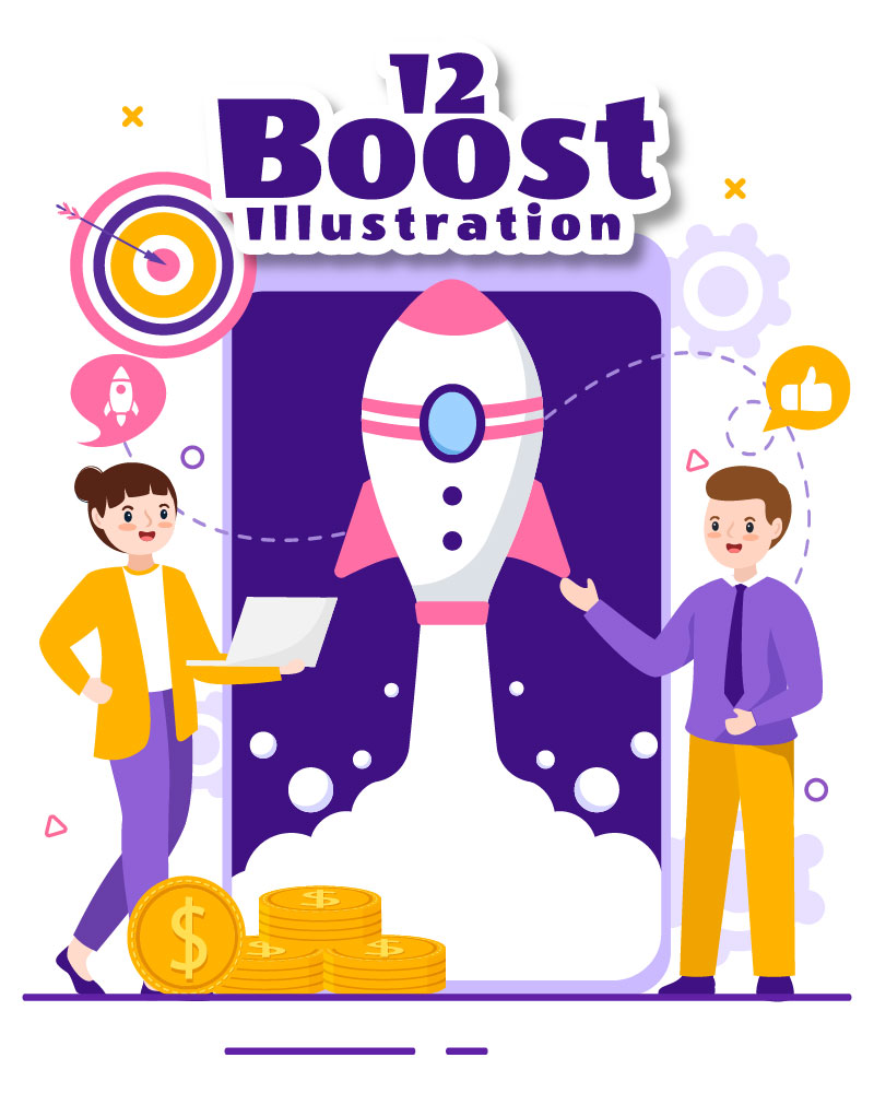 12 Business Boost Vector Illustration