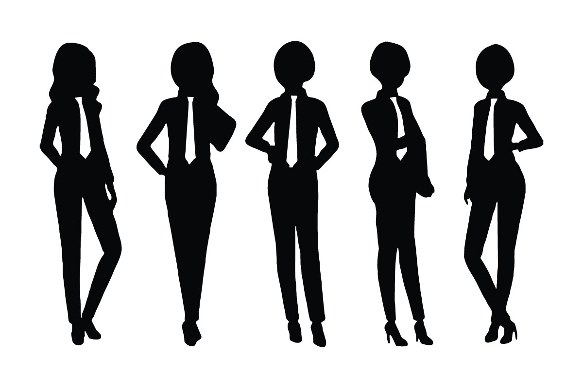 Businesswomen and employee silhouette