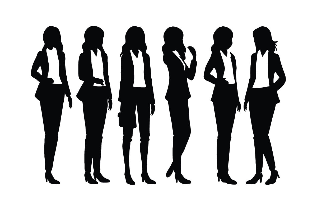 Female businessman silhouette set vector