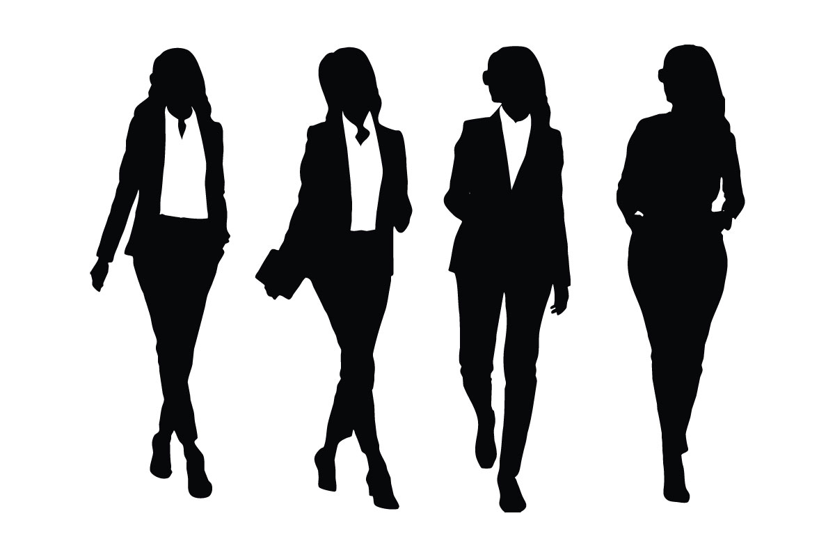 Women models wearing suits silhouette