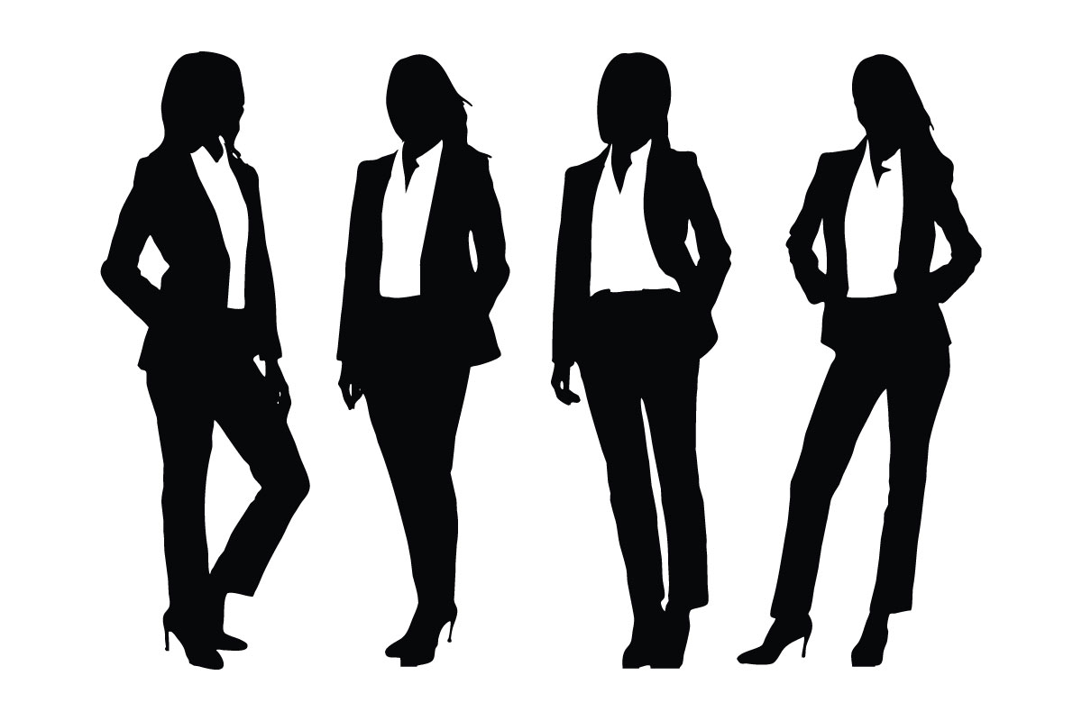 Stylish female model silhouette set