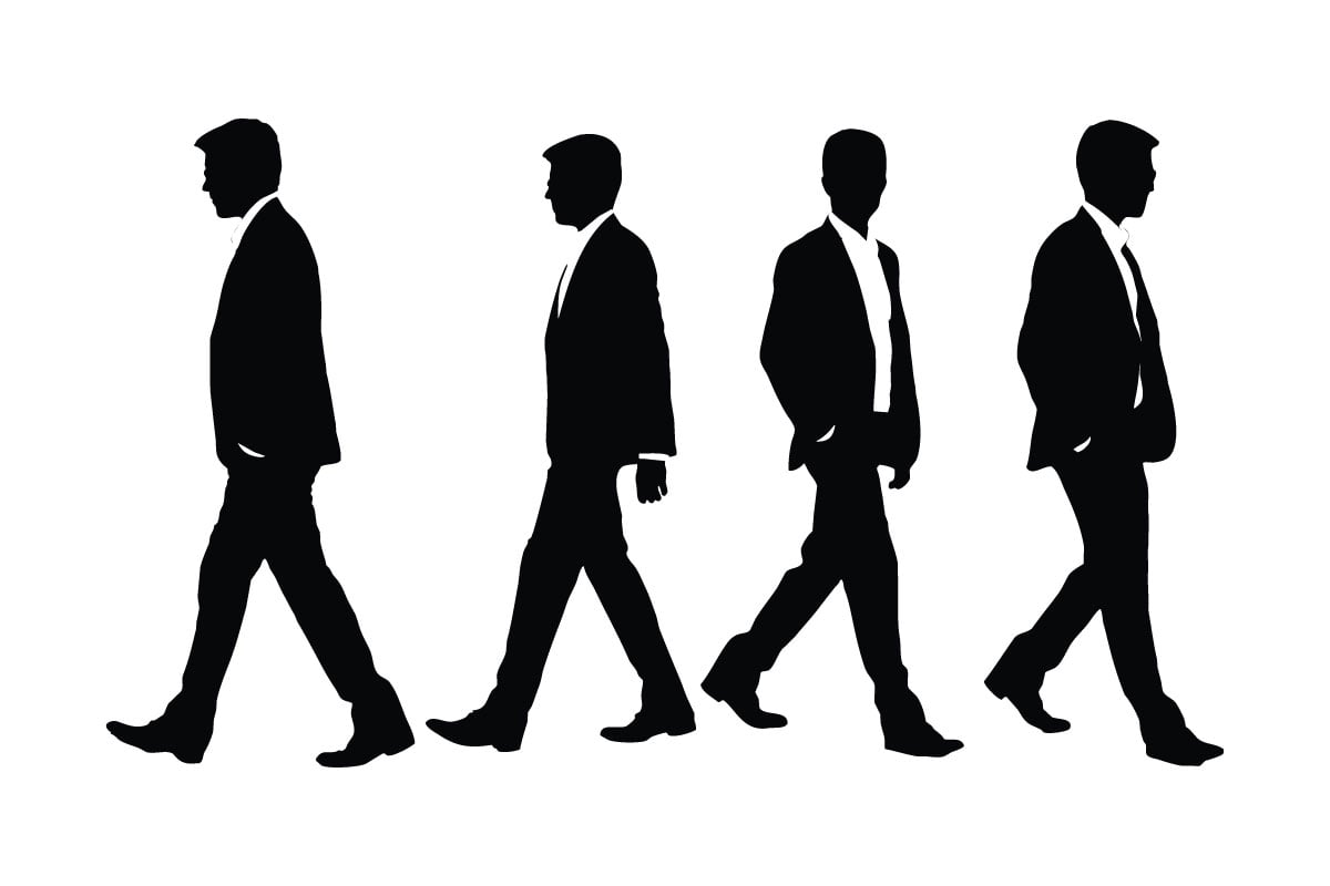 Modern businessmen silhouette set vector