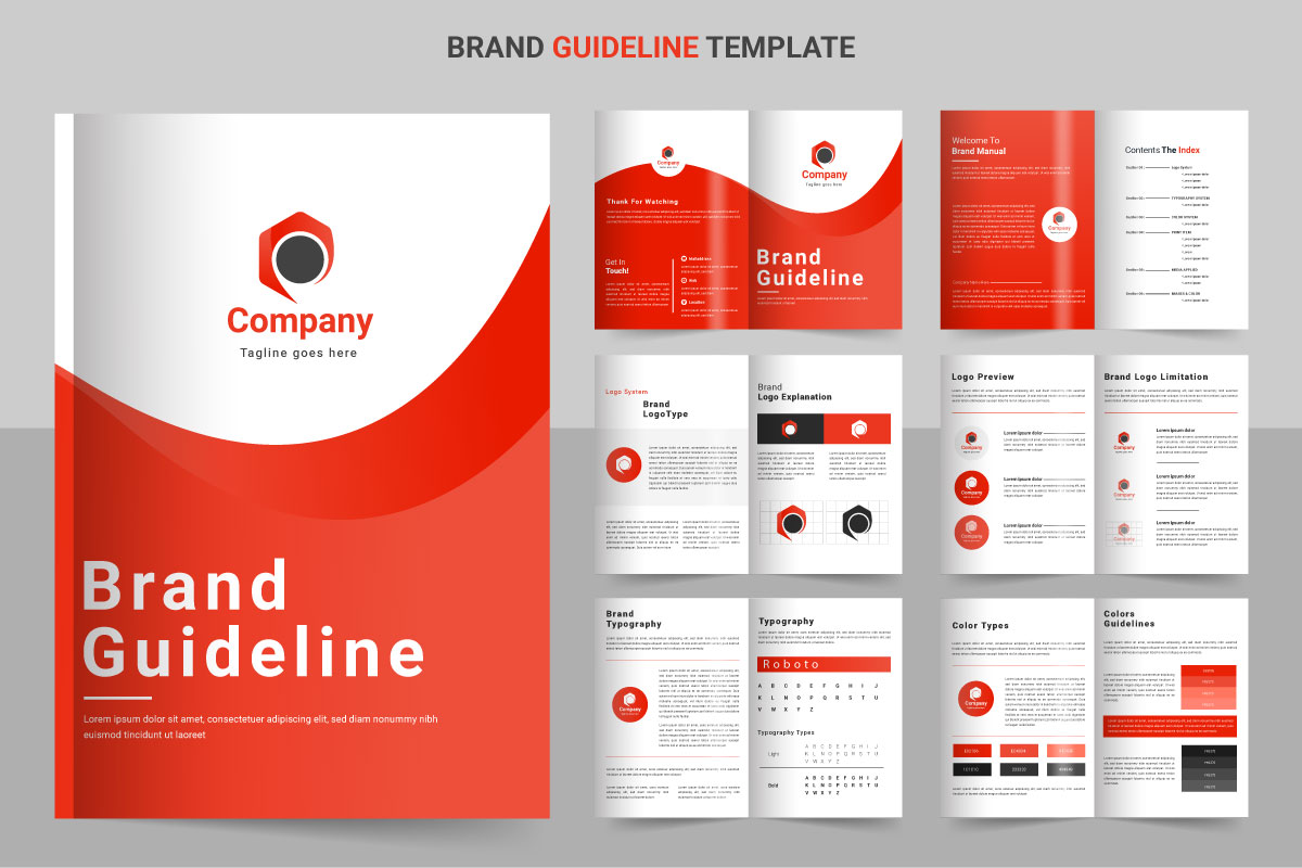 Brand Guidelines template. Brand Identity presentation. Logo Guideline template. Logo Guide Book