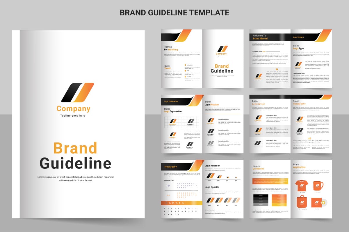 Brand Guidelines template. Brand Identity presentation. Logo Guideline template design