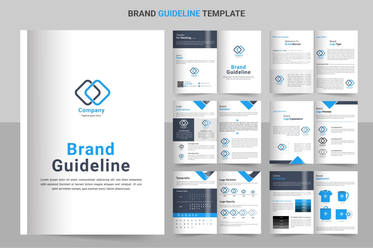 Brand Guidelines template. Brand Identity presentation.Guideline template. Logo Guide Book