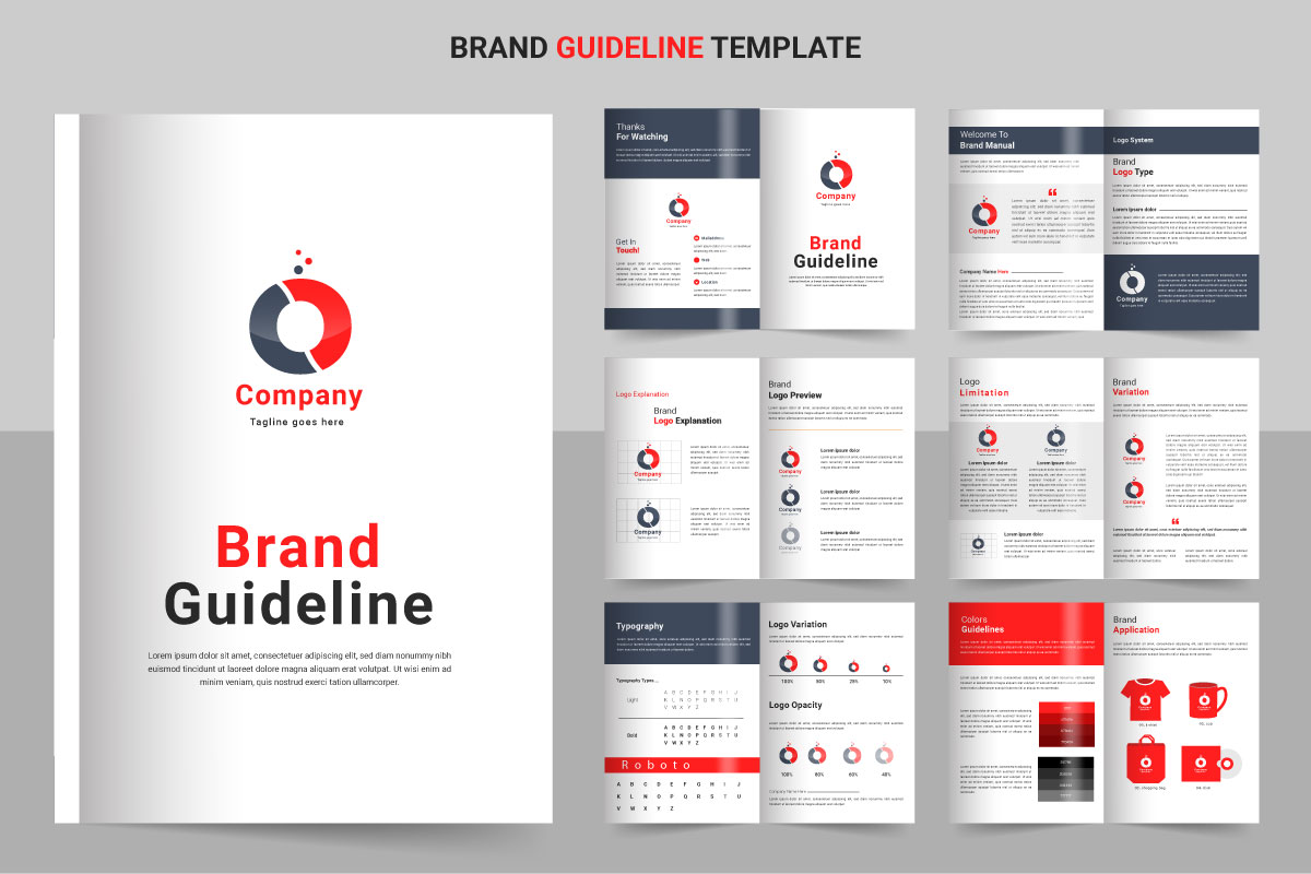 Brand Guidelines template. Brand Identity presentation. Logo Guide Book. Logotype idea