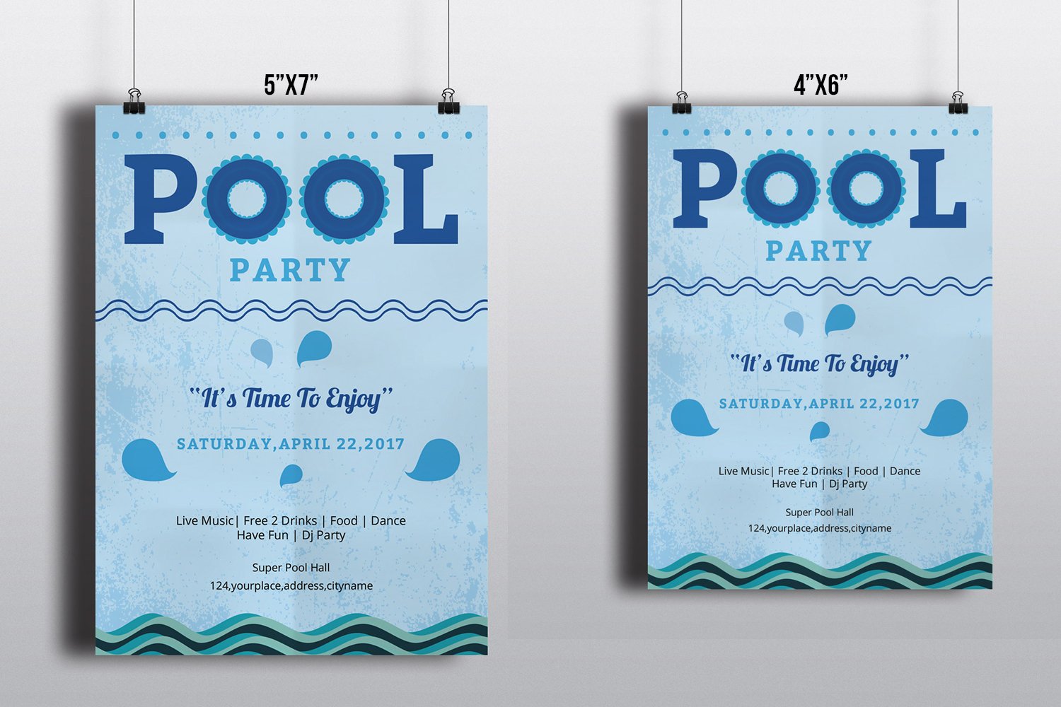 Printable Summer Pool Party Invitation Flyer Template