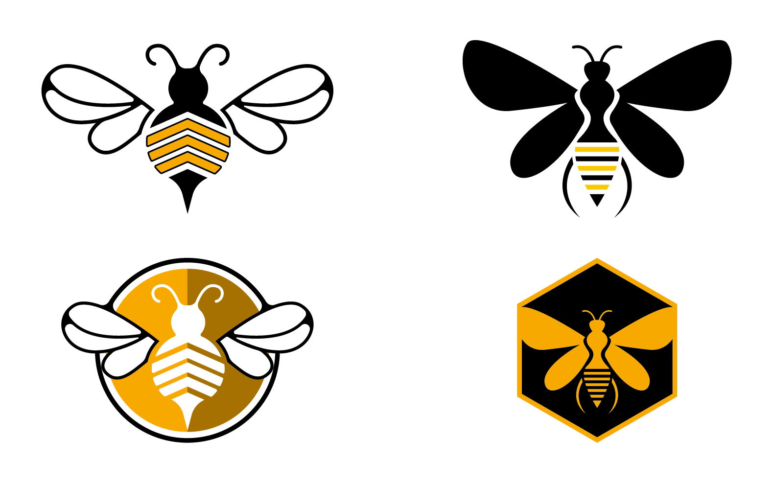 Bee honeycomb animal logo design template vector v27