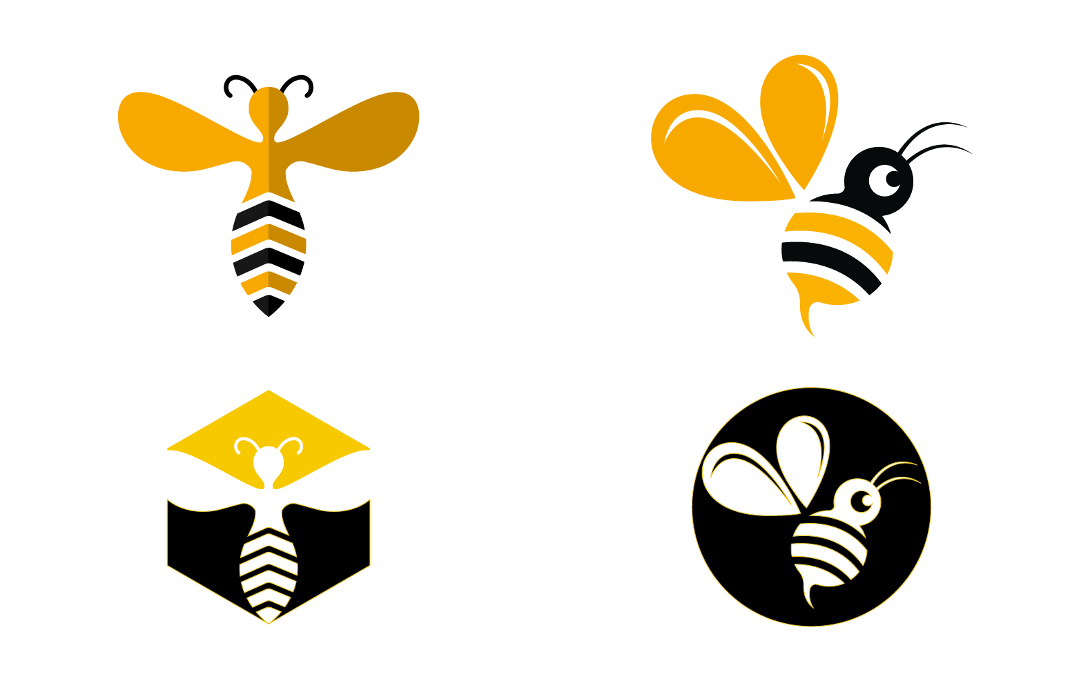 Bee honeycomb animal logo design template vector v30