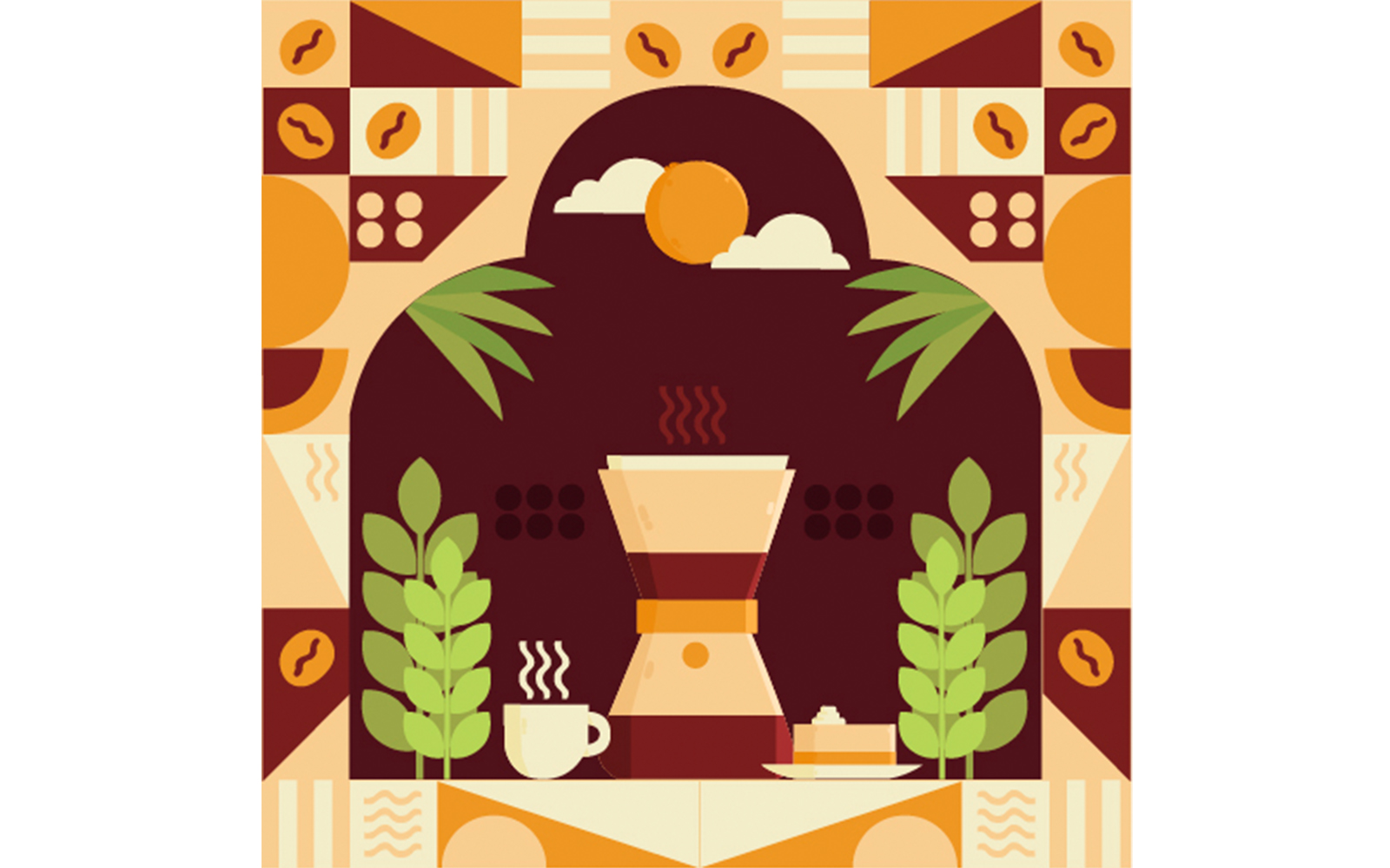 Geometric Coffee Illustration