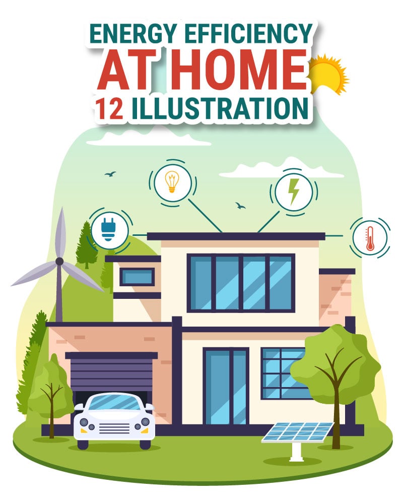 12 Energy Efficient at Home Illustration