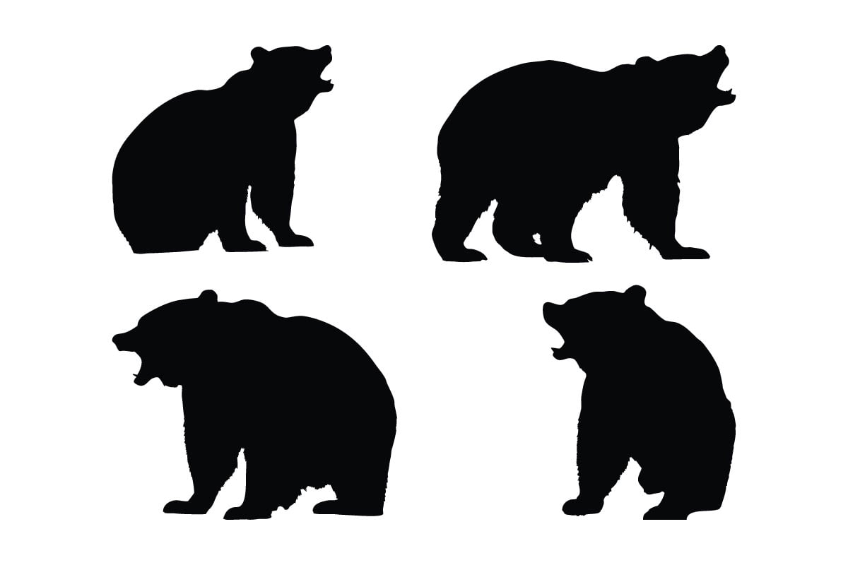 Bear roaring silhouette collection