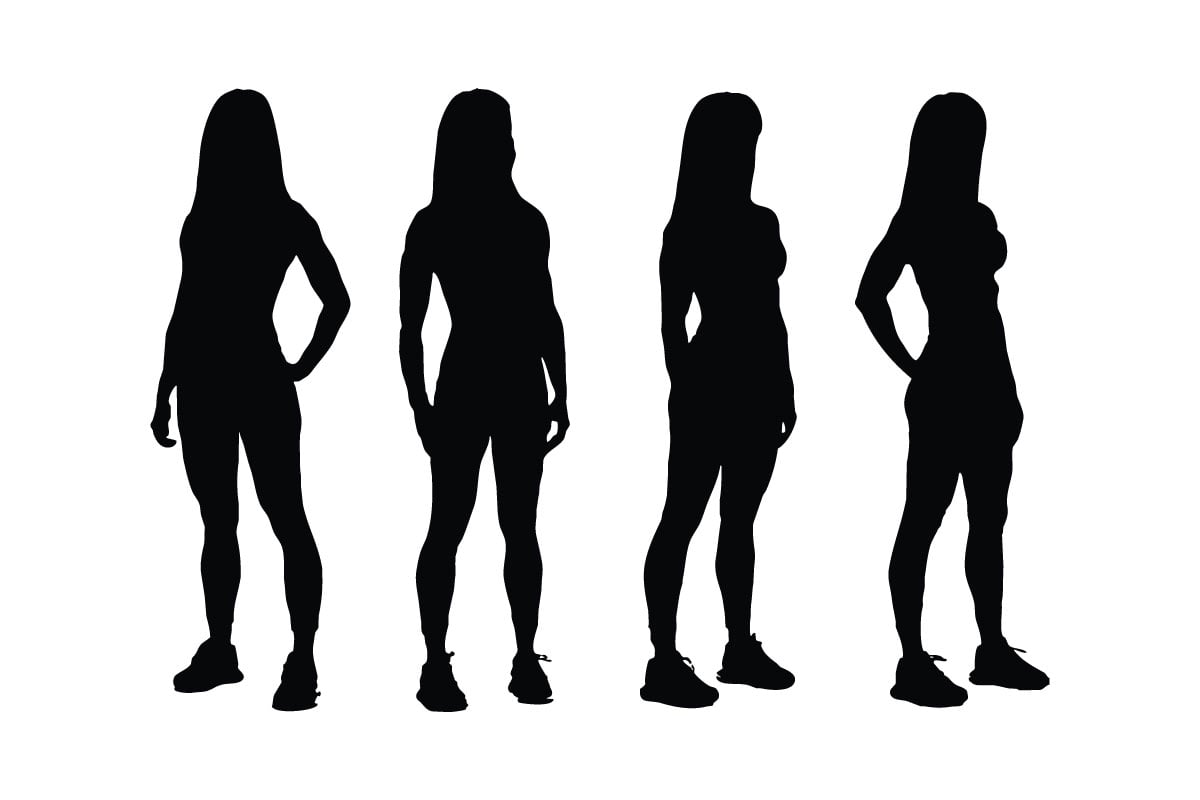 Female bodybuilder silhouette set vector