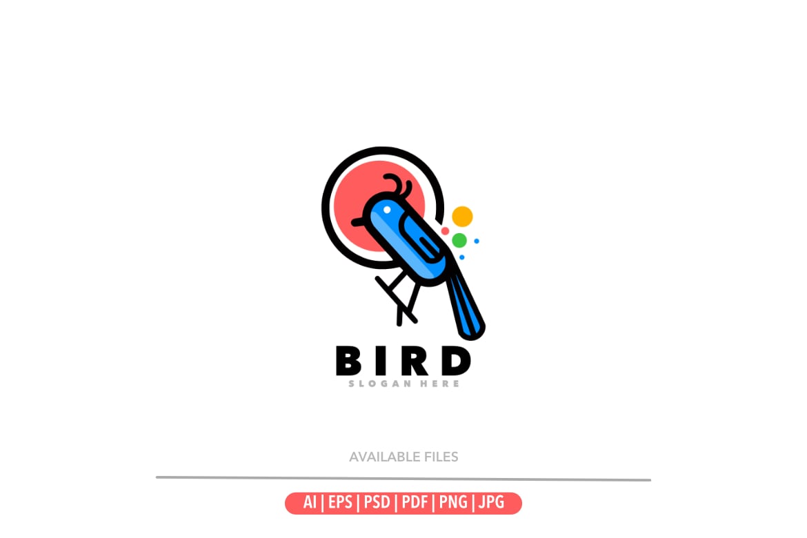 Bird logo line art design template