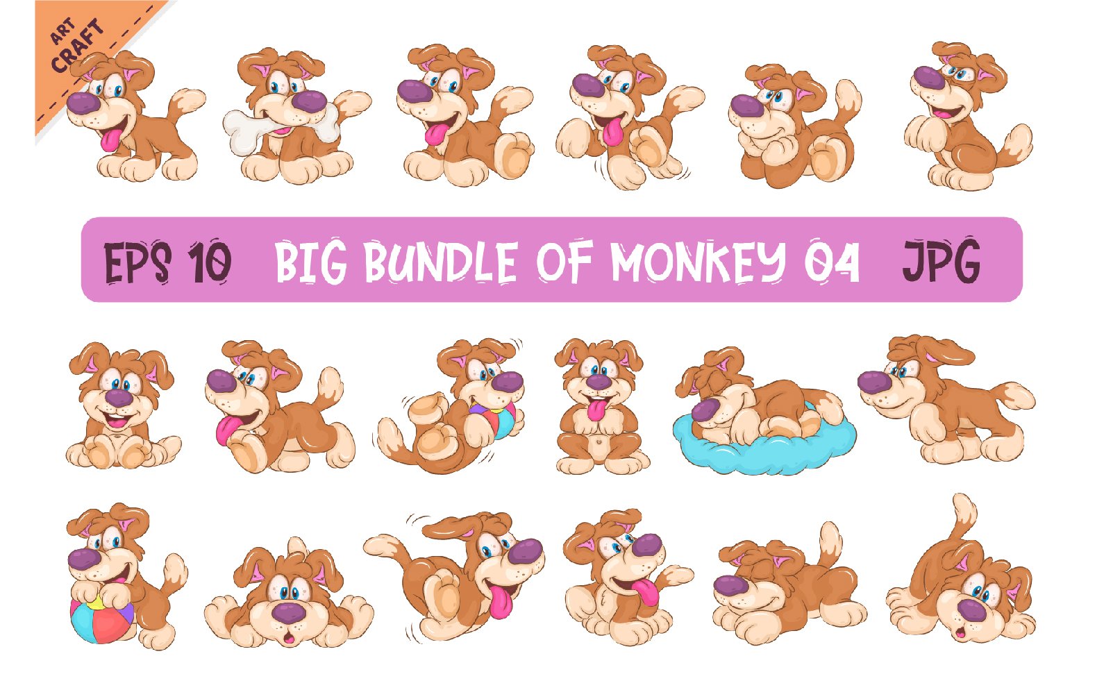 Big Bundle of Cartoon Dogs 04. Clipart.