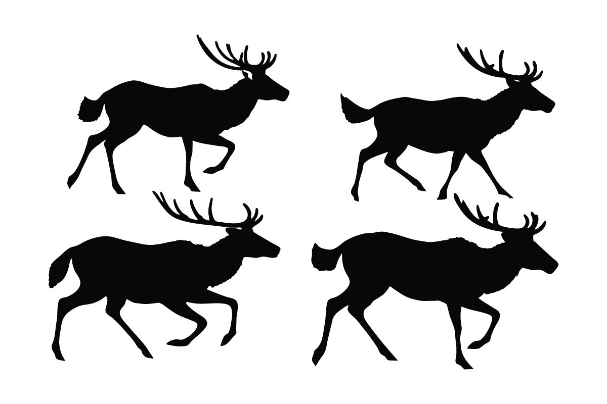 Wild deer running silhouette collection