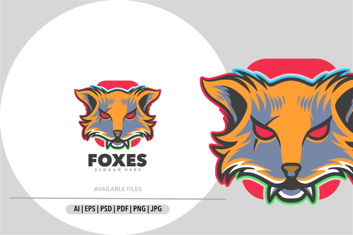 Fox mascot logo design template illustration