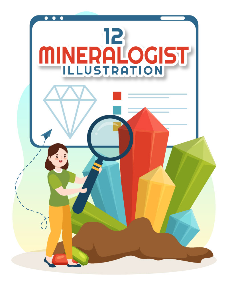 12 Mineralogist Vector Illustration