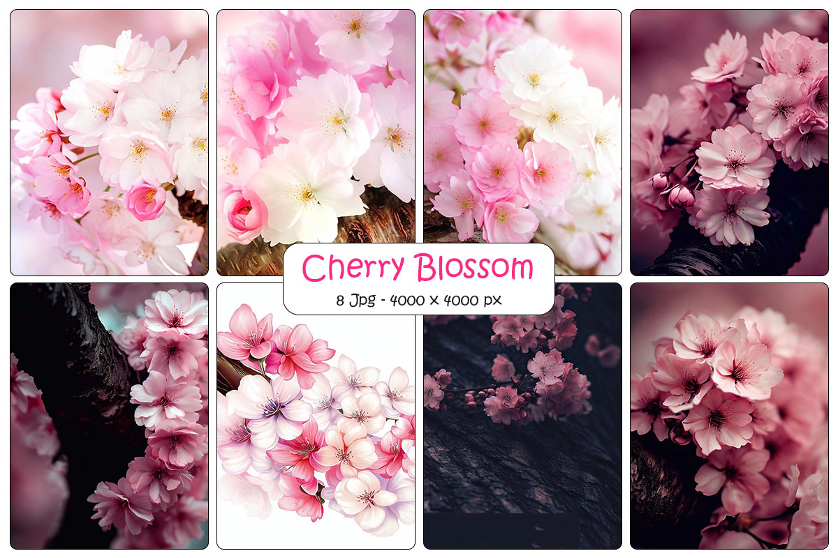 Realistic cherry blossom branch flower background