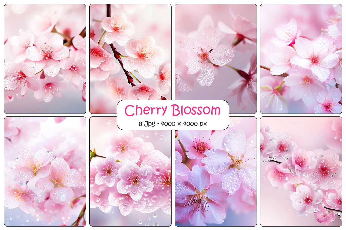 Cherry blossom branch with pink sakura flower and Japanese cherry blossom