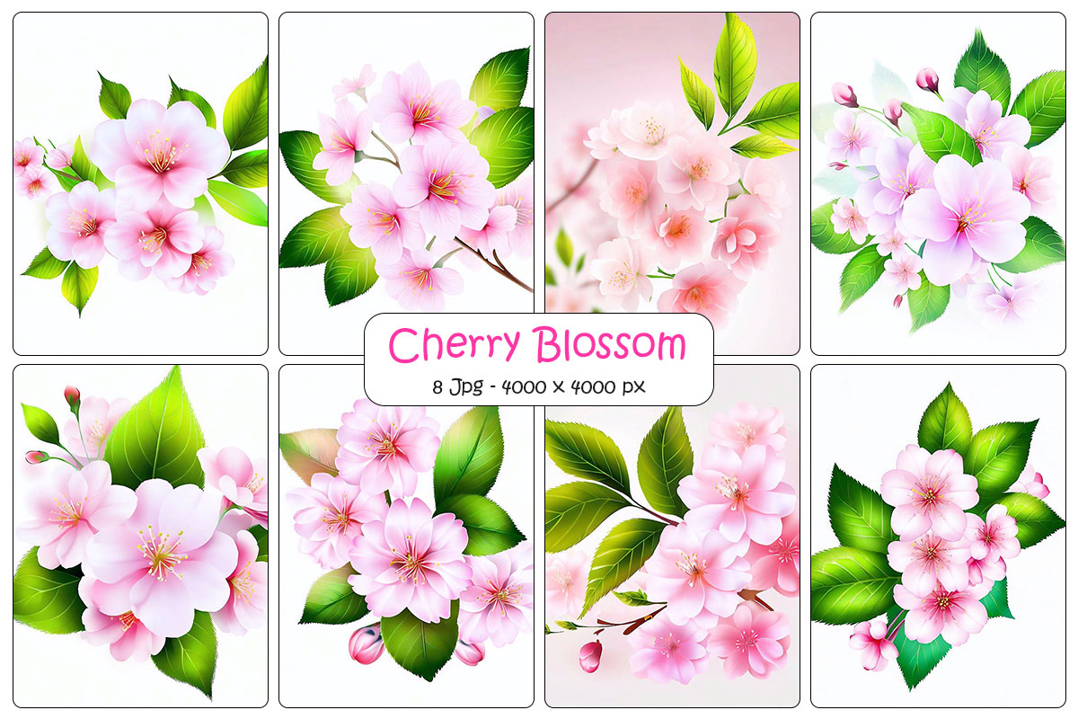 Realistic cherry blossom background, pink sakura branch with pink flowers and petals