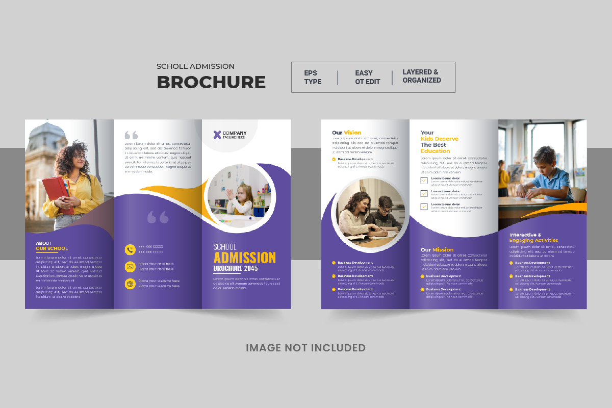 Kids Back To School Admission Trifold or Education Trifold Brochure Template design