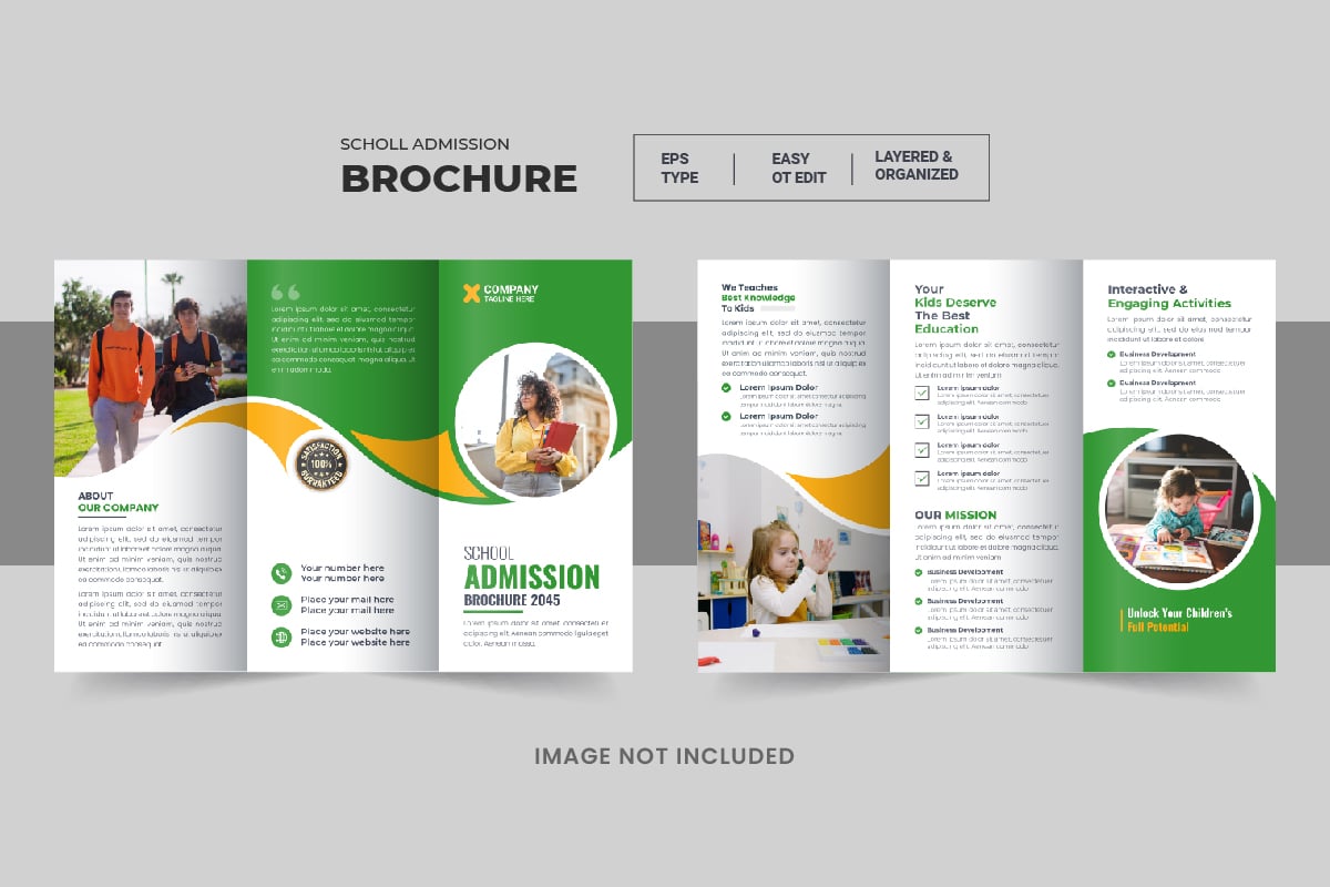 Kids Back To School Admission Trifold or Education Trifold Brochure design Template