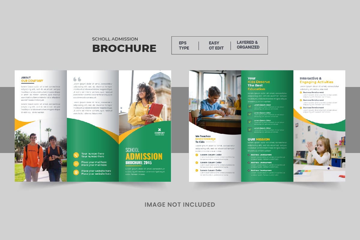 Kids Back To School Admission Trifold or Education Trifold Brochure Template Layout