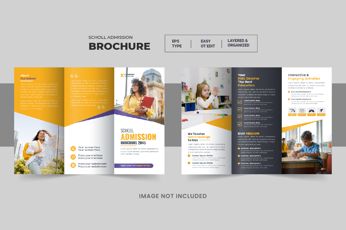 Kids Back To School Admission Trifold or Education Trifold Brochure Template design Layout