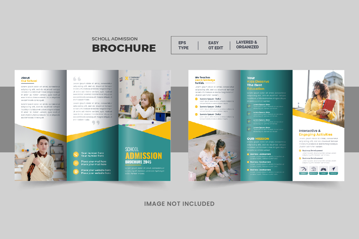 Creative Kids Back To School Admission Trifold or Education Trifold Brochure design Template