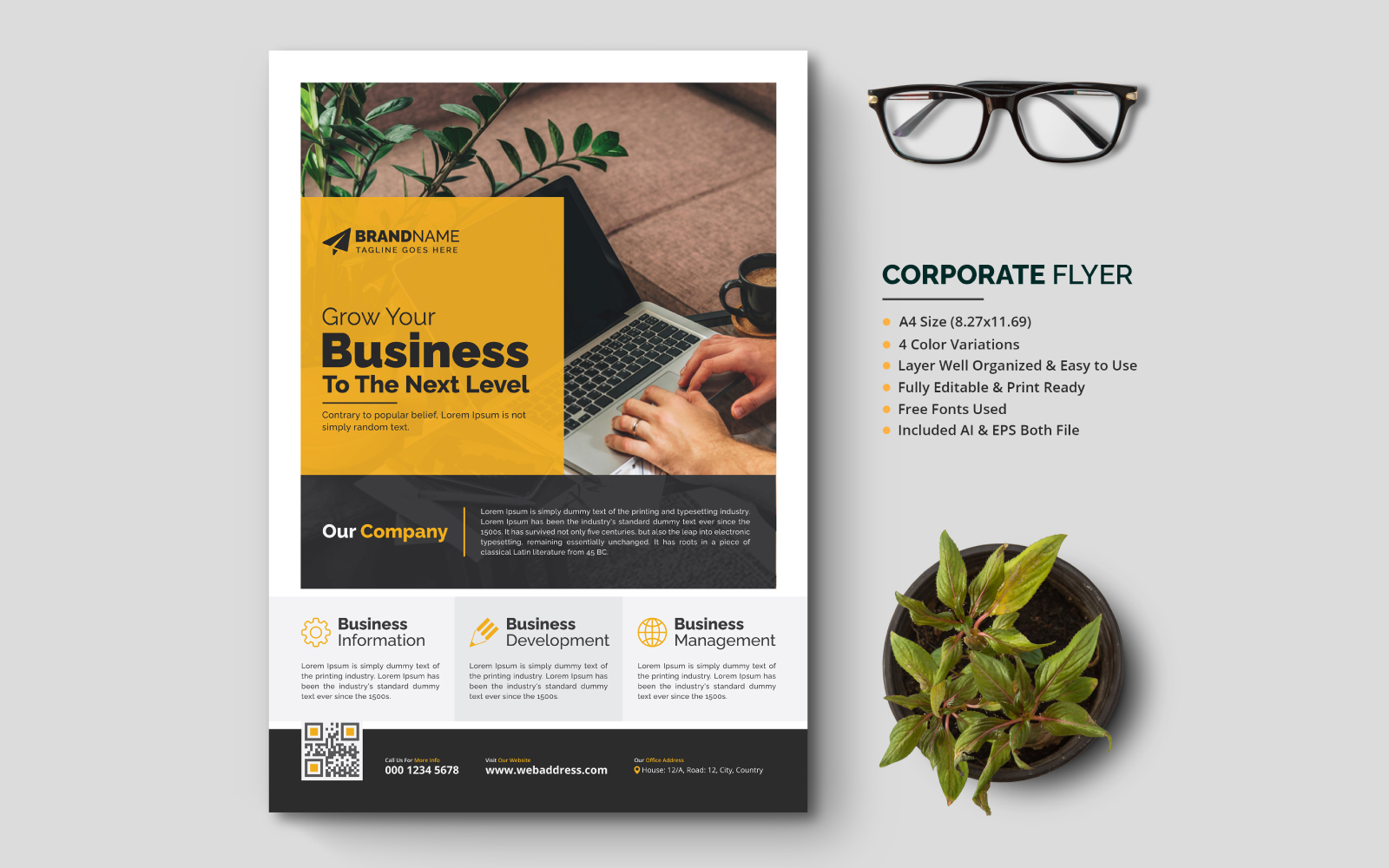 Corporate Business Flyer Leaflet Booklet Pamphlet Handout Prospectus Template Design for Advertising