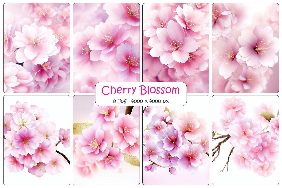 Realistic cherry blossom background, Beautiful japanese sakura branch with pink flowers